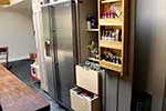 Pantry cupboard with popular spice rack and deep dovetail stroage bins